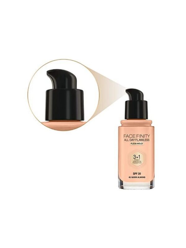 Max Factor Facefinity All Day Flawless 3 In 1 Foundation SPF 20, No. 45 Warm Almond